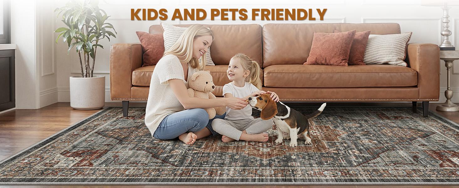 ComiComi Luxury Vintage Medieval Aesthetic Area Rugs For Living Room,Machine Washable, Water&Stain-Resistant, TPR With Non-Slip Backing, Hallway Runner Rugs for Bedroom, Kitchen, Perfect For Pets&Kids, Home Decoration, Decor Item, Dark Grey Rugs