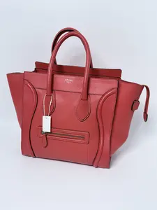 Pre-owned Celine Leather Top Handle Bags Luggage Micro Tote CE005Fei