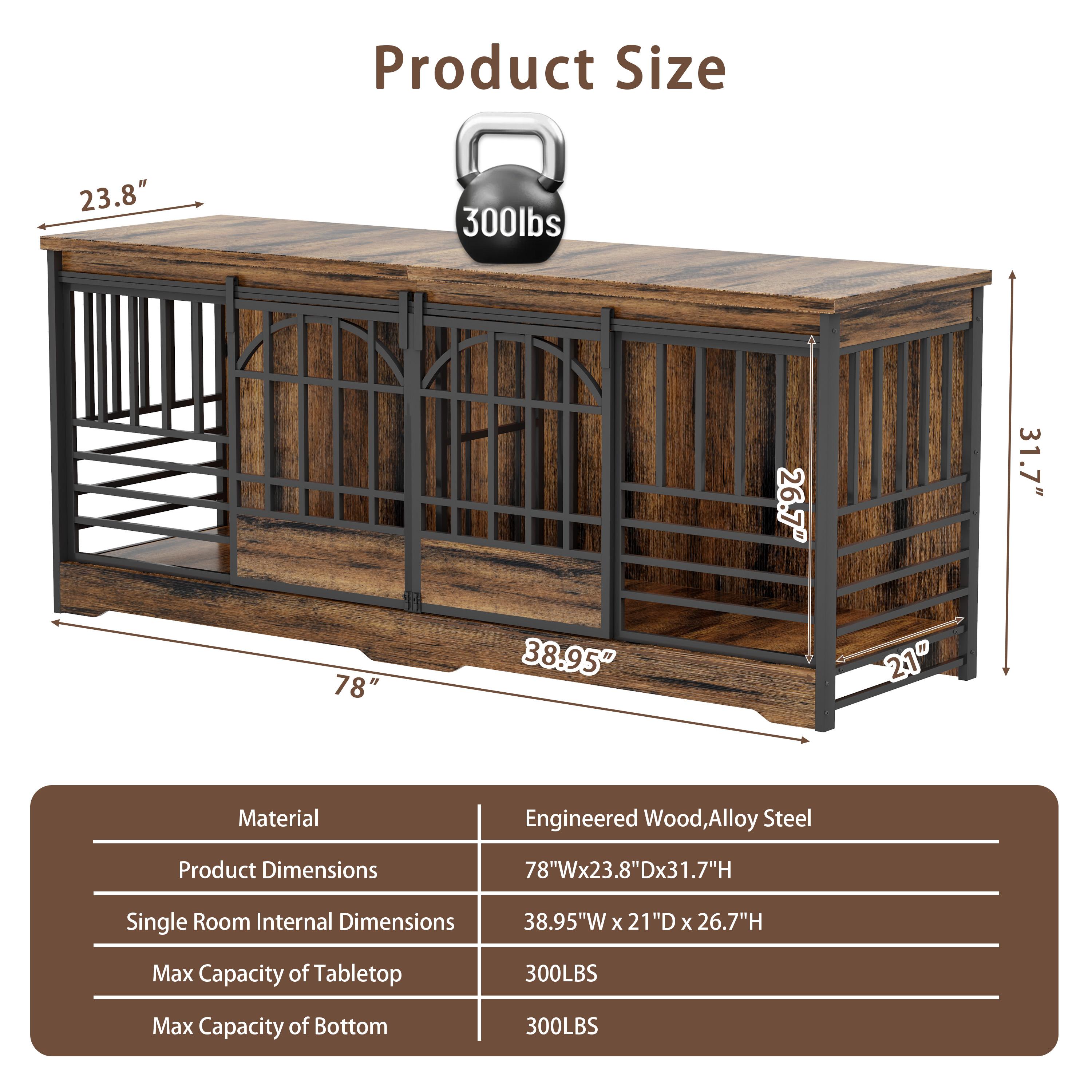 【SpringGlowUp】COZPAW Large Dog Crate Furniture, 48/52/71/78/86Inch Wooden Dog Kennel for XLarge Dogs, Heavy Duty Dogs Furniture Indoor Wire Dog Cage with Caster Wheels, Decorative Pet House End Table, Brown 【SpringGlowUp】COZPAW Large Dog Crate Furniture, 48/52/71/78/86Inch Wooden Dog Kennel for XLarge Dogs, Heavy Duty Dogs Furniture Indoor Wire Dog Cage with Caster Wheels, Decorative Pet House End Table, Brown