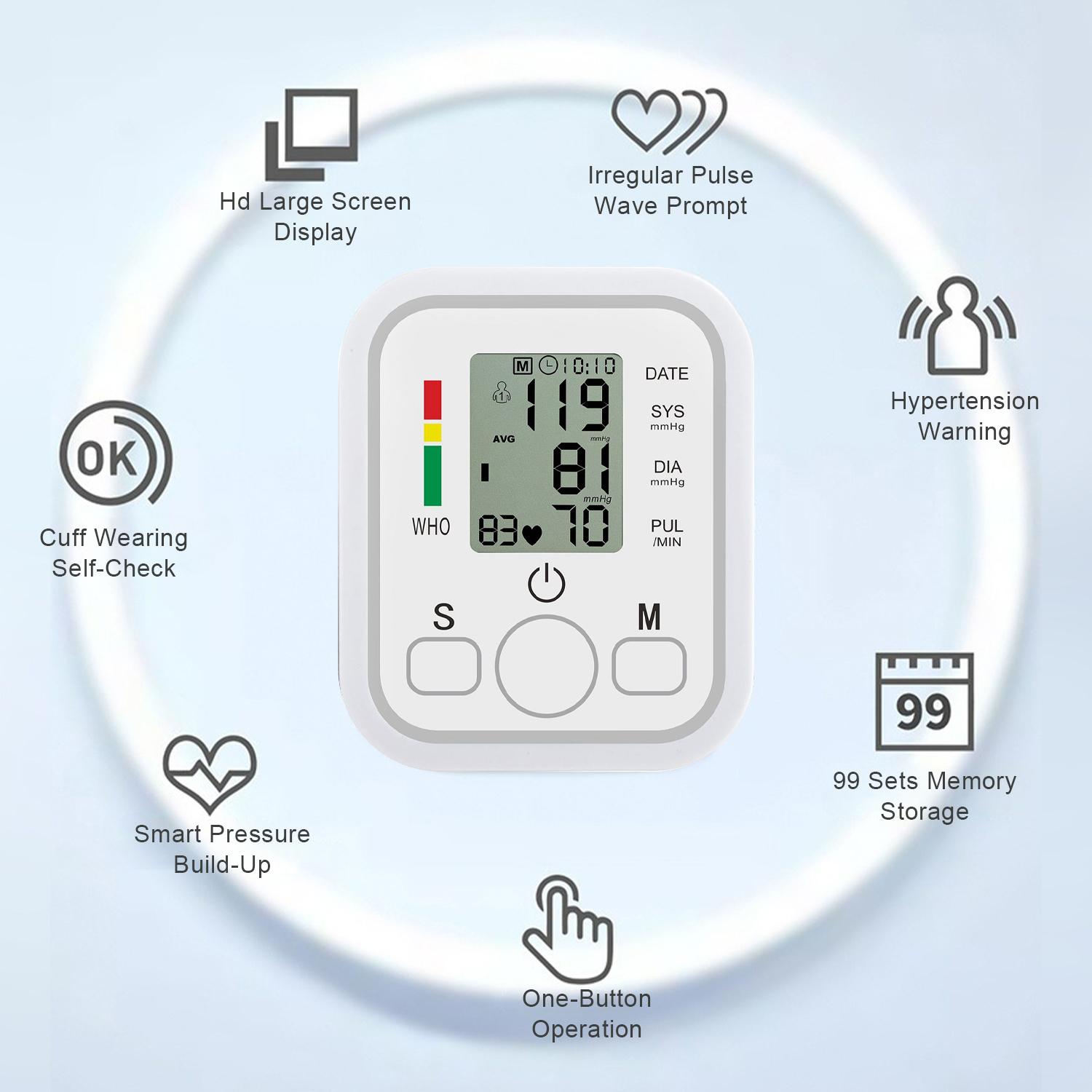 Blood Pressure Monitor, Blood Pressure Machine Upper Arm Large Cuff(8.8"-17.7"), High Automatic Blood Pressure Monitors Cuff for Home Use, (BP) Manual Arm Blood Pressure Monitors, 2 * 99 Memory