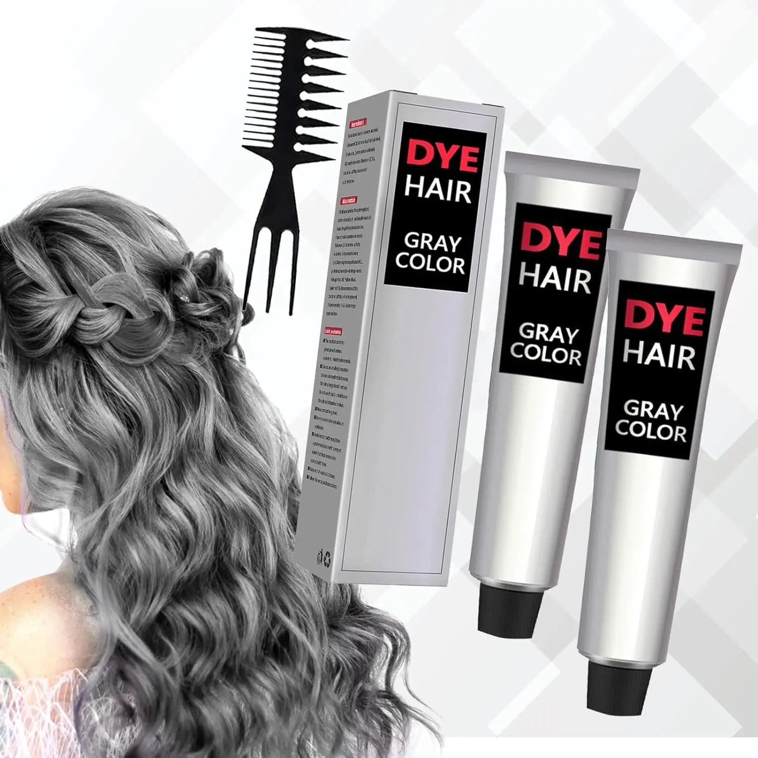 EELHOE Semi Permanent Hair Dye Cream - Grey Hair Coverage Touch Up, Instant Silver Grey Coloring, Conditioning, Nourishing, Long-Lasting, Gentle Scented Salon Haircare Product, Covering Grey Hair
