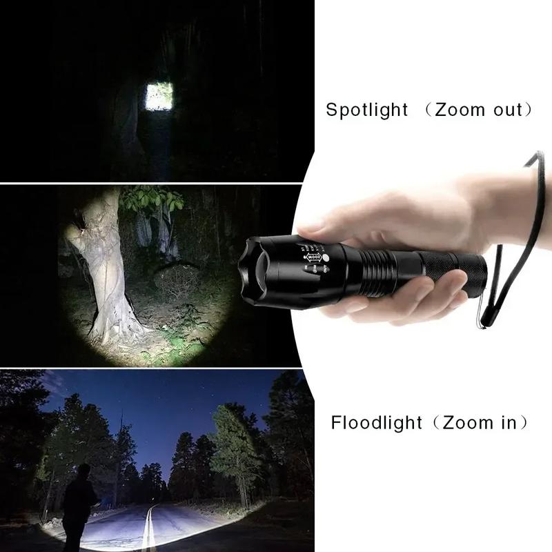 LED Flashlights,Portable Flash Light With 5 Modes & Zoomable,Bright Torch For Camping, Hiking Outdoor, Home Emergency Lighting