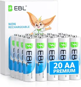 EBL AA Batteries 20 Pack Non-Rechargeable 1.5V Alkaline Double A Batteries, Long-Lasting Alkaline AA Battery for Household Devices, 10-Year Shelf Life