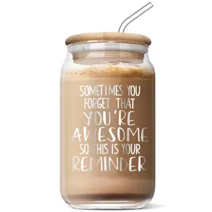 Valentine's Day Gift for Best Friend Boyfriend to Girlfriend 16-ounce Glass Coffee Mug with Inspirational Quote