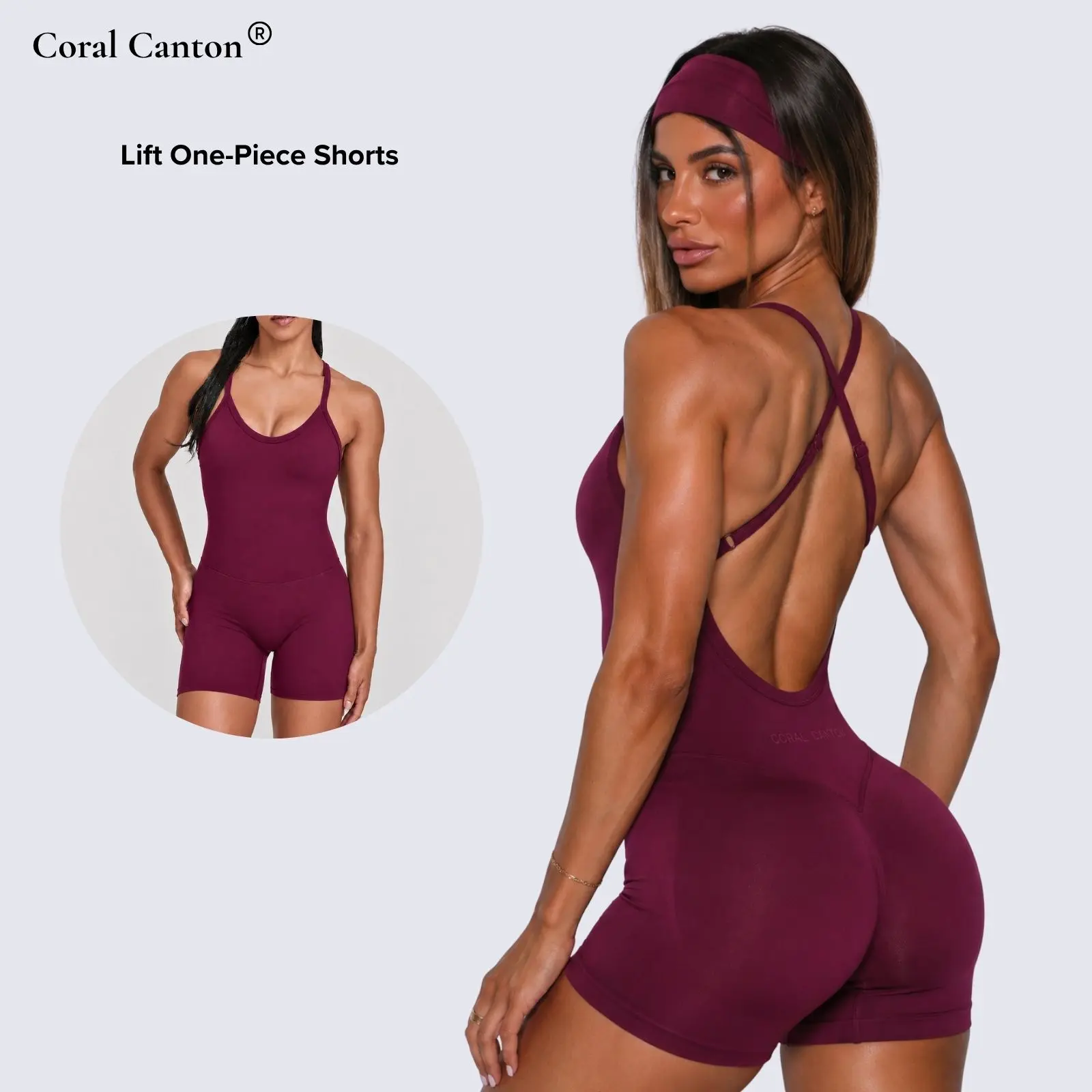 Coral Canton Women's Cross Back Slim Fit One Piece Shorts BackToSchool