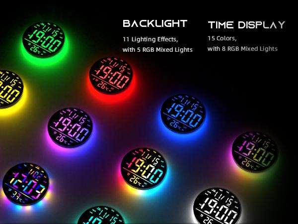 EASYERA 10" Large Round Digital Wall Clock with Remote Control, Music Sync, Circle clock with RGB Atmosphere Lights with 11 Scenes Mode, Dual Alarms with Big LED Display, Timer Clock for ADHD, Focus Tool, Classroom, Game Decor Home, Auto Dst Adjustment