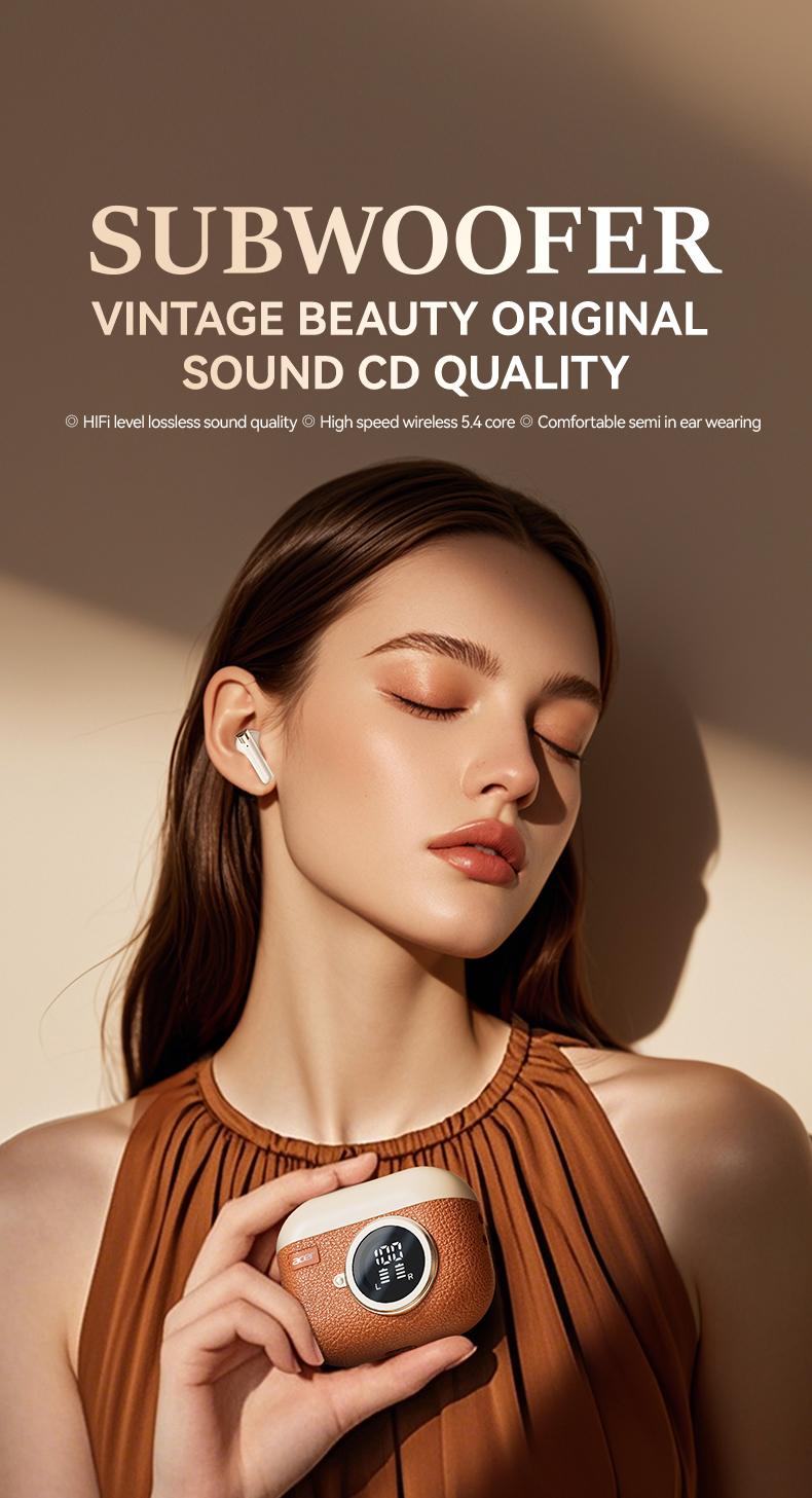 acer OHR508 Wireless Stereo Earbuds, In-Ear Noise-Canceling Earphones, Extra Long Battery Life, Universal Fit for Men and Women, Comfortable Wear, Noise Isolation Headphones, HIFI Sound Quality Music Headset Beige Audio Electronic