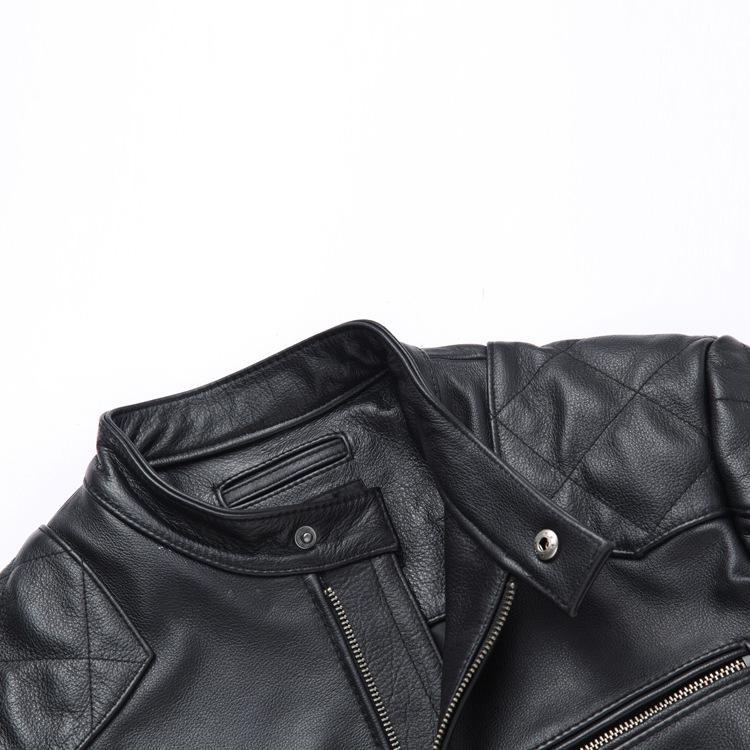 Stand-up collar leather leather jacket