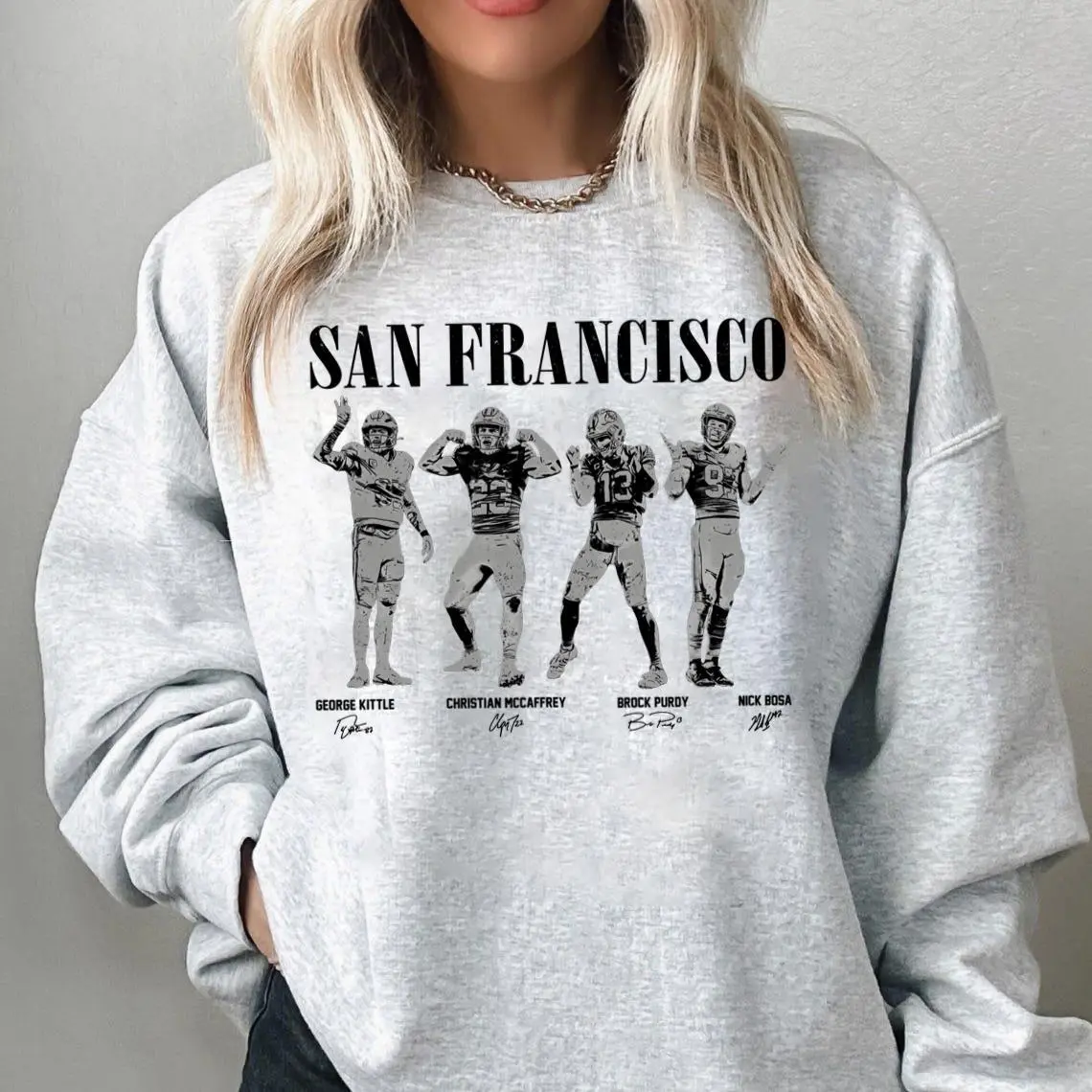 Vintage Brock Purdy & George Kittle San Francisco Football Sweatshirt, Bay Area Game Day Apparel Sweatshirt, Unisex Gifts For Football Fan