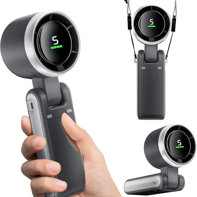 2PCS Portable Handheld Turbo Fan, 5 Gear Wind,4000mAh Battery Operated, Up to 10 Working Hours, 3 IN 1 Hand Fan Rechargeable with Air Turbo Tech Cooling Fan for Outdoor Activities, Travel, Working fathersdaygift