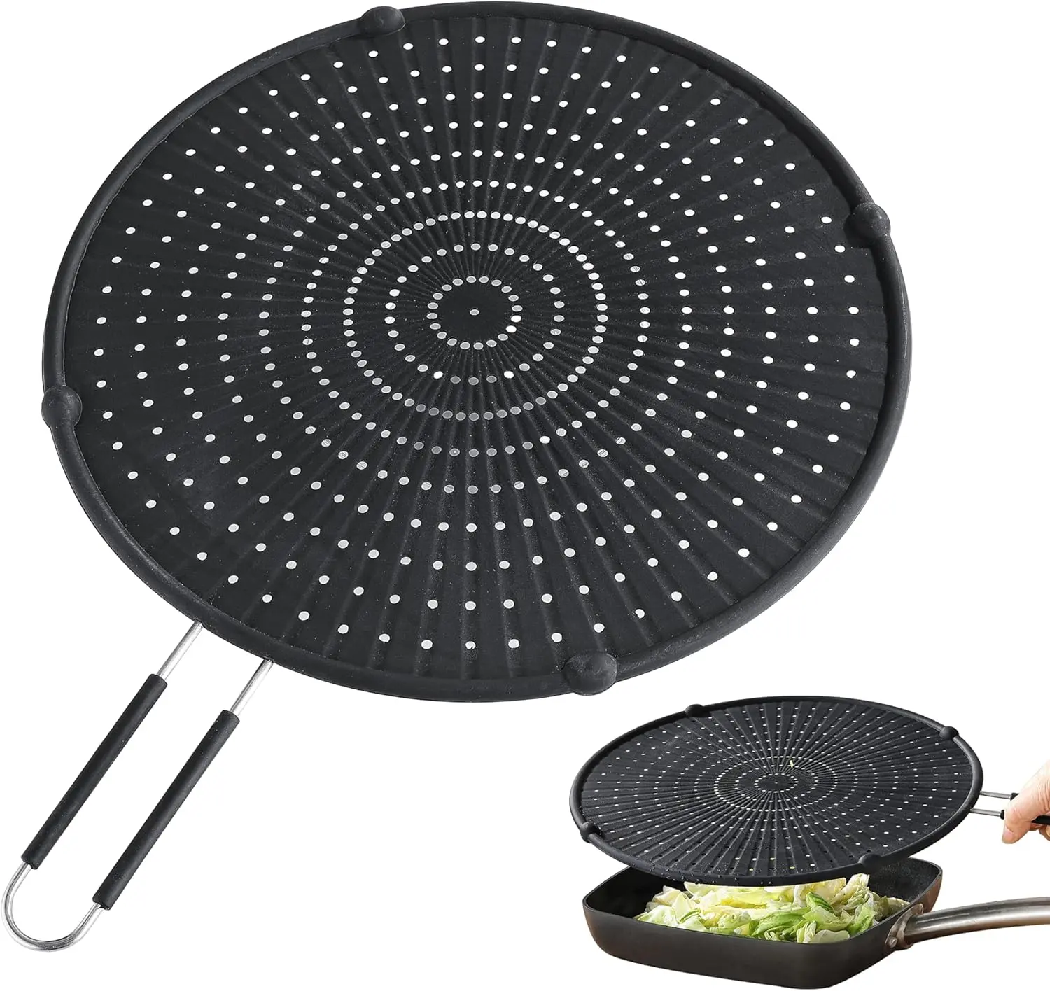 Transparent Silicone Food Splatter Guard Cover for Frying Pans & Cooking Pans - Oil-Resistant, Heat-Resistant, Universal Kitchen Accessories, Kitchen Appliance Part for Safety & Visibility, Frying Pan