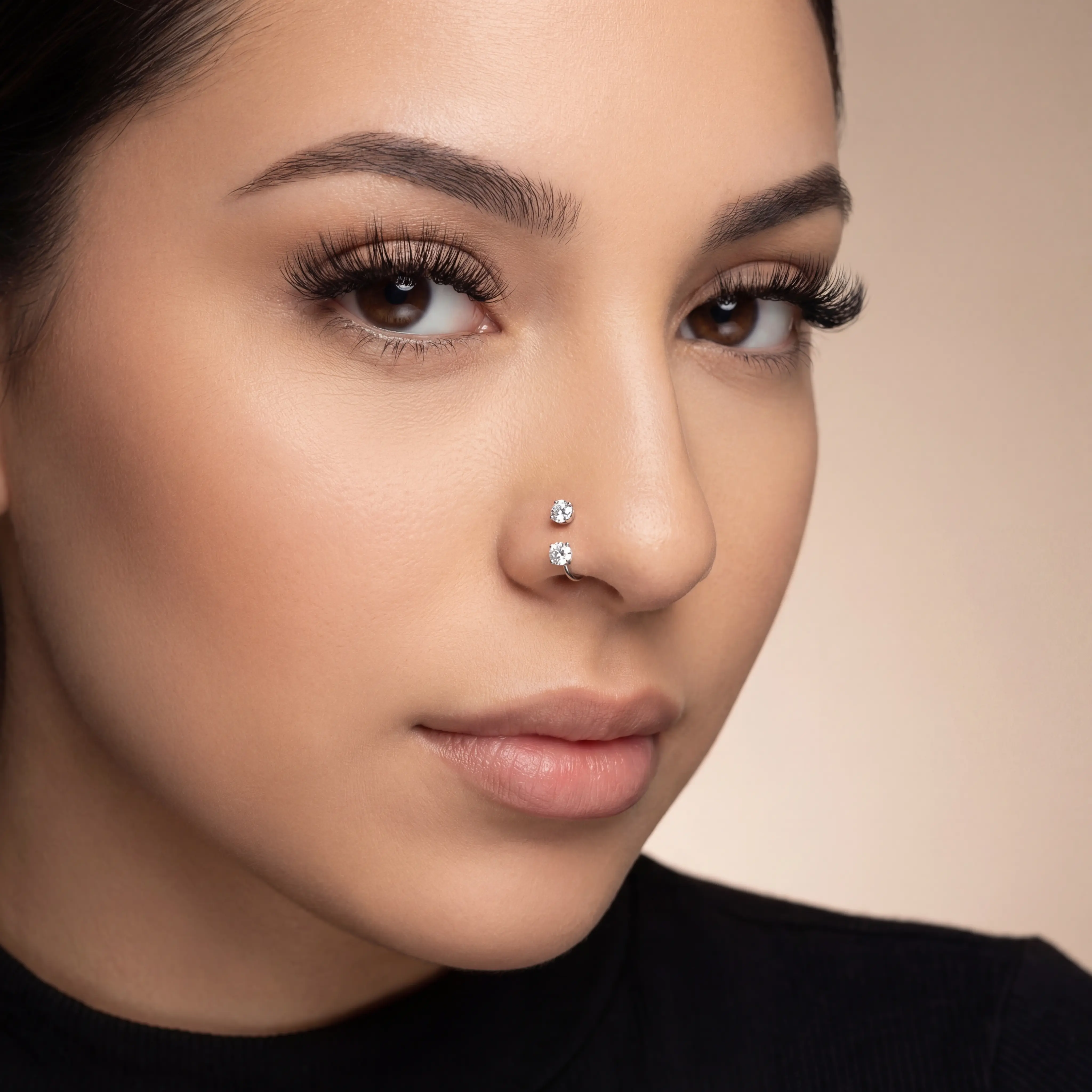 2pcs Titanium 18G/20G Horseshoe Nose Ring 7.5mm Inner Diameter Body Piercing Zircon 3mm Barbell Jewelry with Free Gem Picker Tool | Caution: Avoid Overtightening; Pre-Tighten with Provided Tool then Complete Tightening by Hand