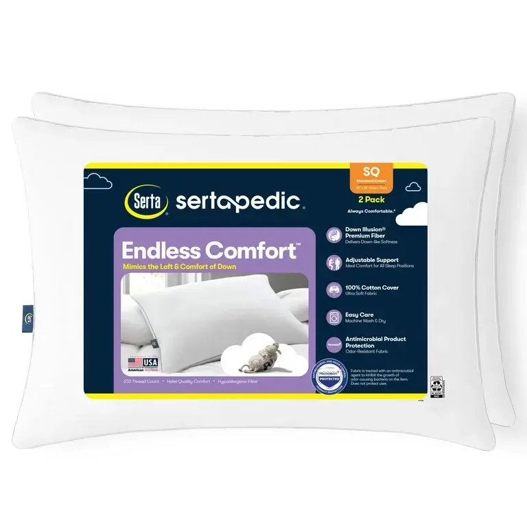 Sertapedic Endless Comfort Bed Pillow, Standard/Queen - 2 PACK - Free Shipping