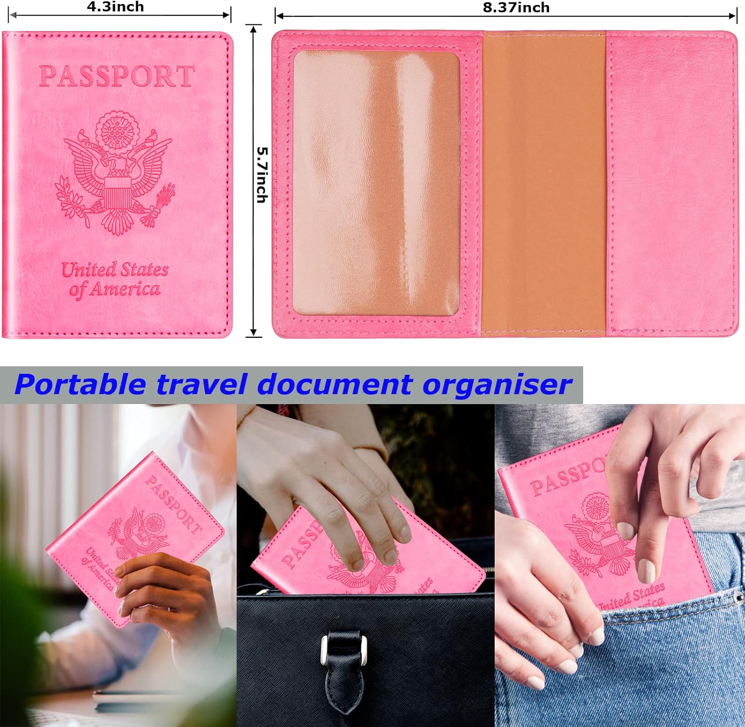 Passport Holder for Travel Cruise Essentials 2 Pcs, Passport Cover Wallet Case Travel Gifts Women Men Family, Passports Book Holders Vacation Accessories Must Haves