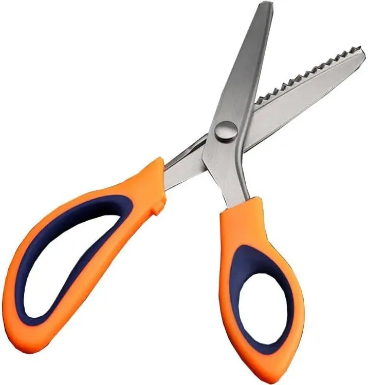 9-Inch Durable Stainless Steel Pinking Scissors, Sewing Supplies Crafts Tool for Fabric Cutting & Zig-Zag Edges, Paper & Liner DIY Hand Tool, Orange SE003