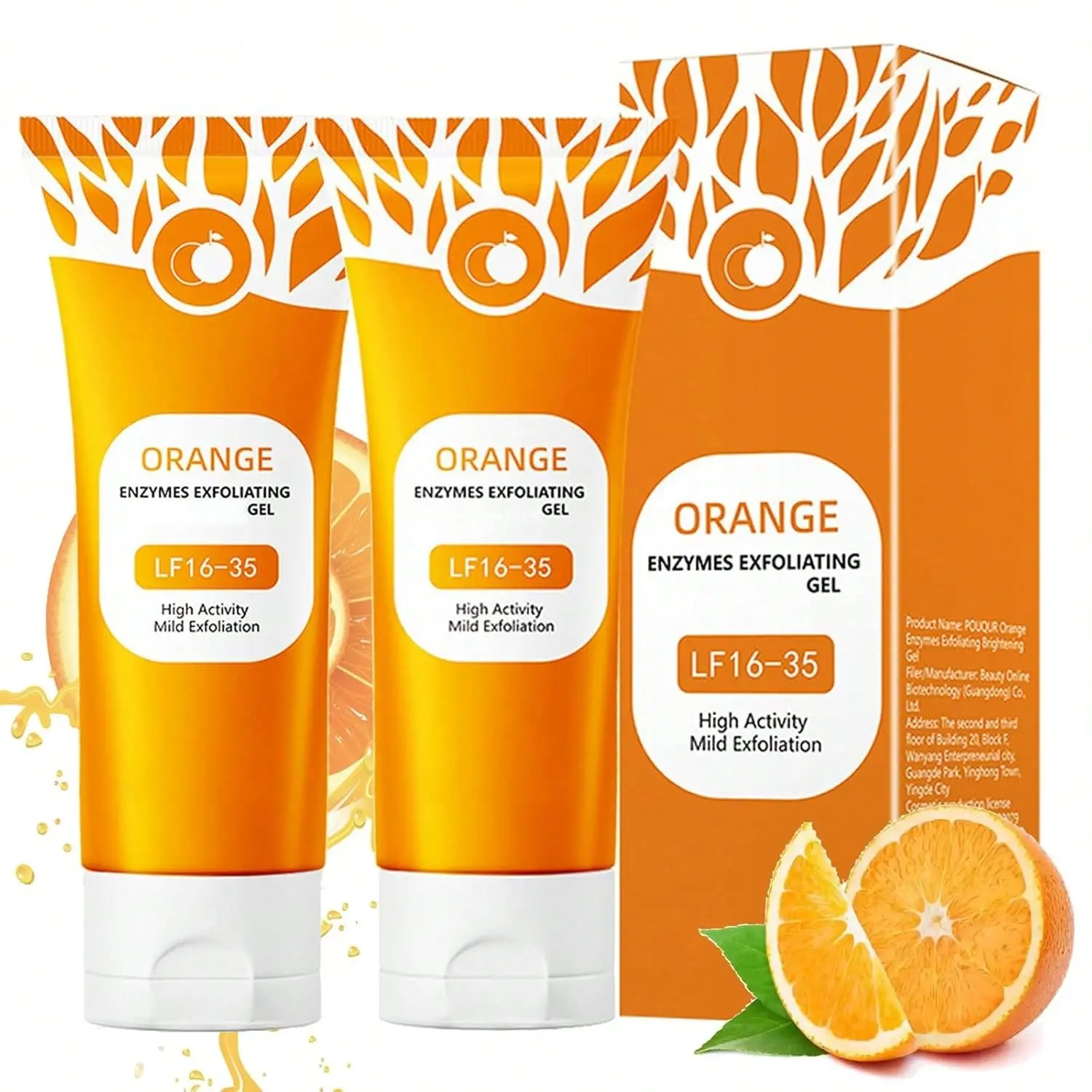 Natural Orange Enzyme Exfoliating Gel Peeling Scrub - Gentle Sensitive Skin-Restoring Body Care Cleanser, High-Activity Mild Exfoliation, Hydrating Brightener for All Types, Restore, All Skin