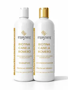 Mayam Beauty REFORMULATED Biotina Canela Romero Shampoo & Conditioner Bundle – Sulfate-Free | 2 Bottles 500 ml Each | Stronger, Healthier Hair