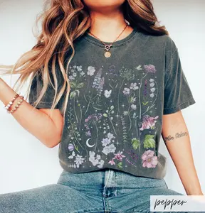 Comfort Colors Wildflower TShirt: Celestial Cottagecore Floral Tee