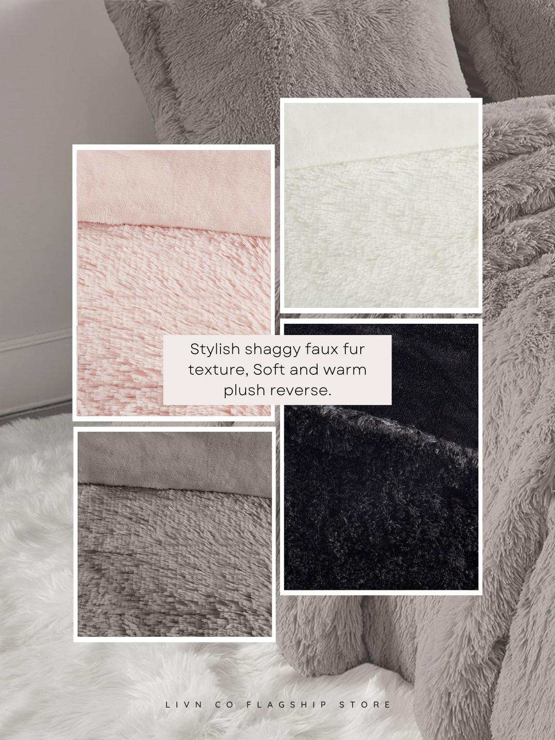 Intelligent Design Malea Shaggy Faux Fur Duvet Cover Set, Soft & Contemporary Bedding with Stylish Shaggy Faux Fur, Fluffy Texture, and Solid Plush Reverse