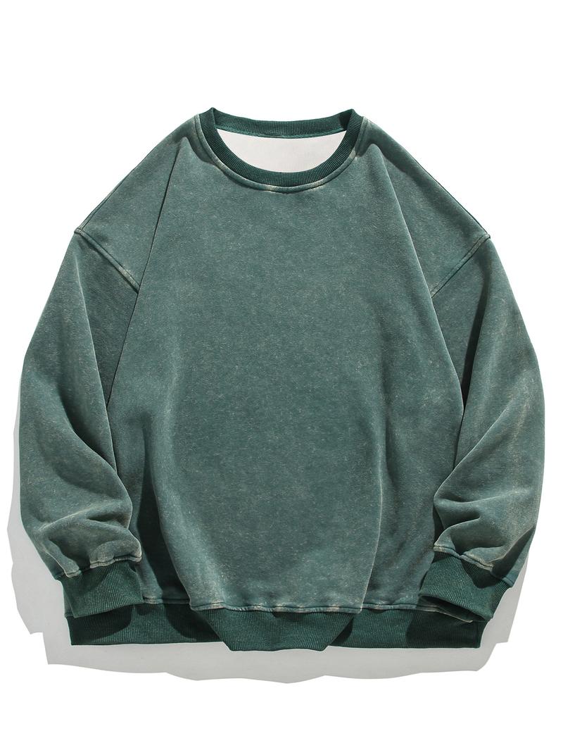 Men's Regular Fit Plain Crewneck Sweatshirt Long Sleeve Pullover Warm Comfortable Ribbed Classic Top Casual Long Sleeve for Fall Winter Menswear