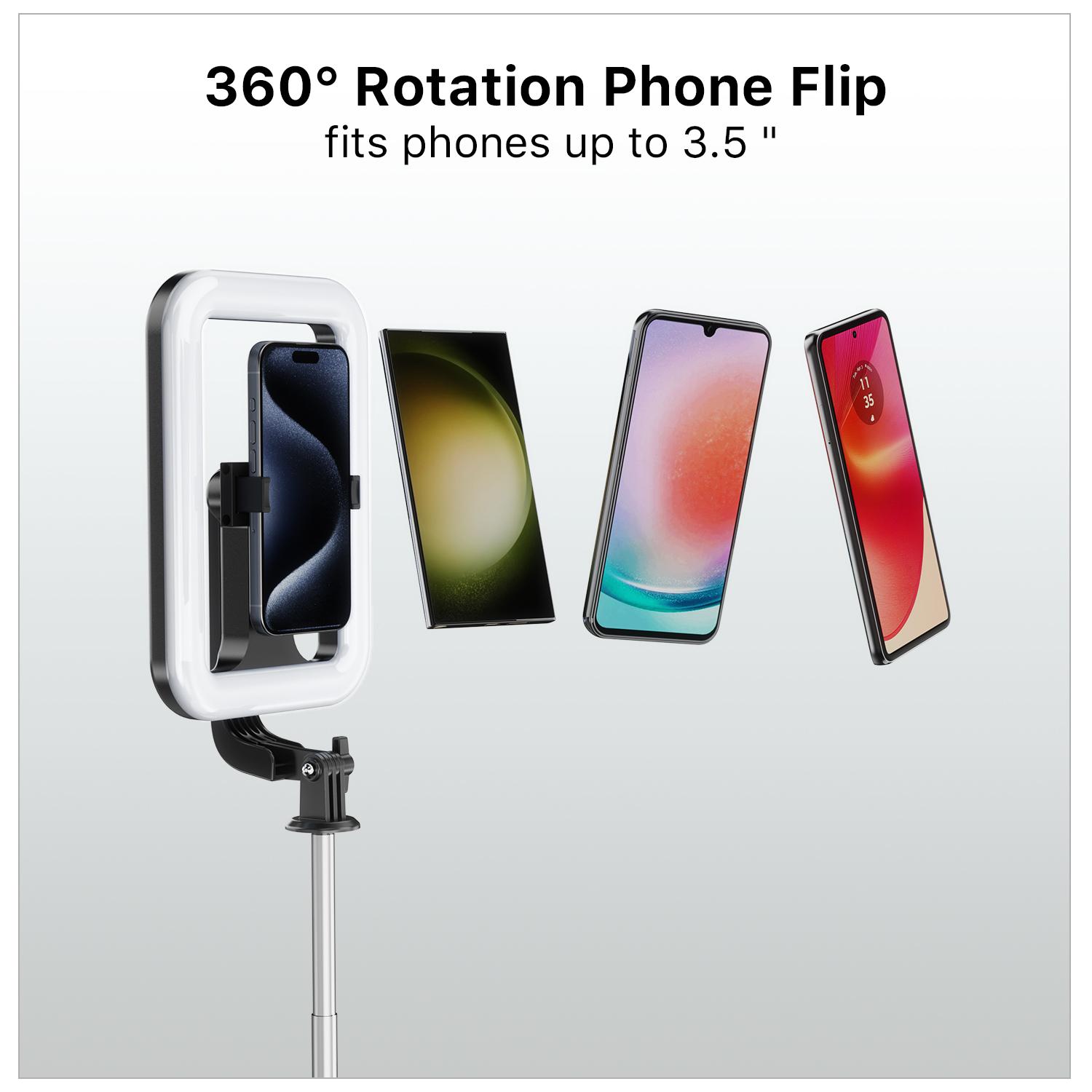 MyBat Pro Upgraded Selfie Stick With Fill Light, 72" Phone Tripod with Wireless Remote, Bluetooth Camera Video Recording for iPhone, Android Vlogging