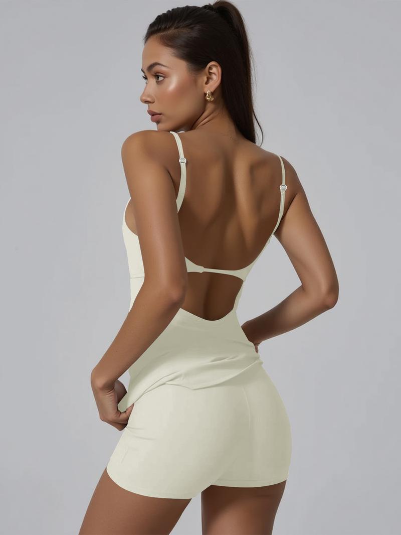 Women's Sports Dress with Built-In Bra Adjustable Straps Side Slit High-Low Hem for Golf Yoga Tennis Outdoor Activewear Stretchy Fabric for Tummy Control Support Yoga Apparel