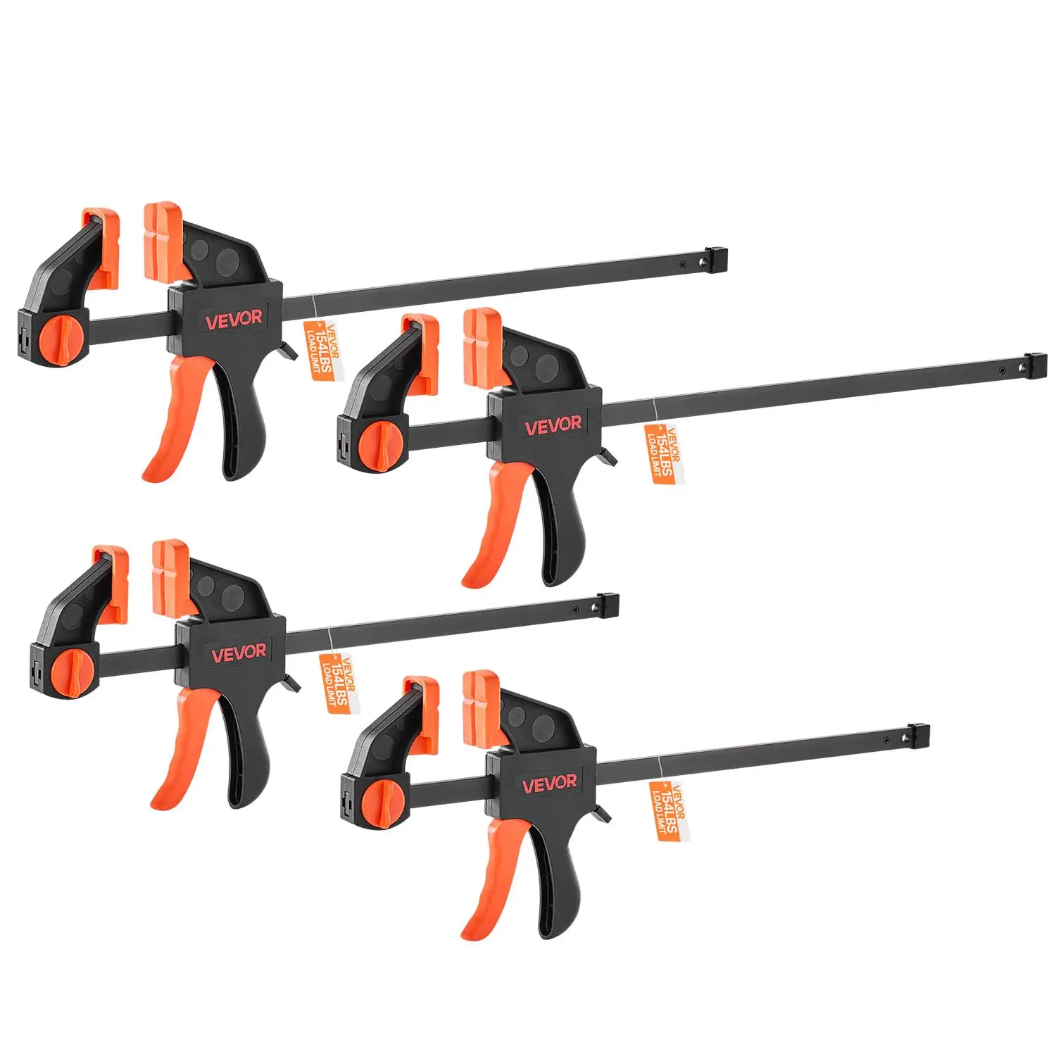 【Summerfinds】VEVOR Bar Clamps for Woodworking,2-Pack 12 inch and 2-Pack 6 inchOne-Handed Clamp/SpreaderQuick-Grip F-Clamp with 154 lbs Load LimitPremium Plastic and Steelfor Woodworking Metal working