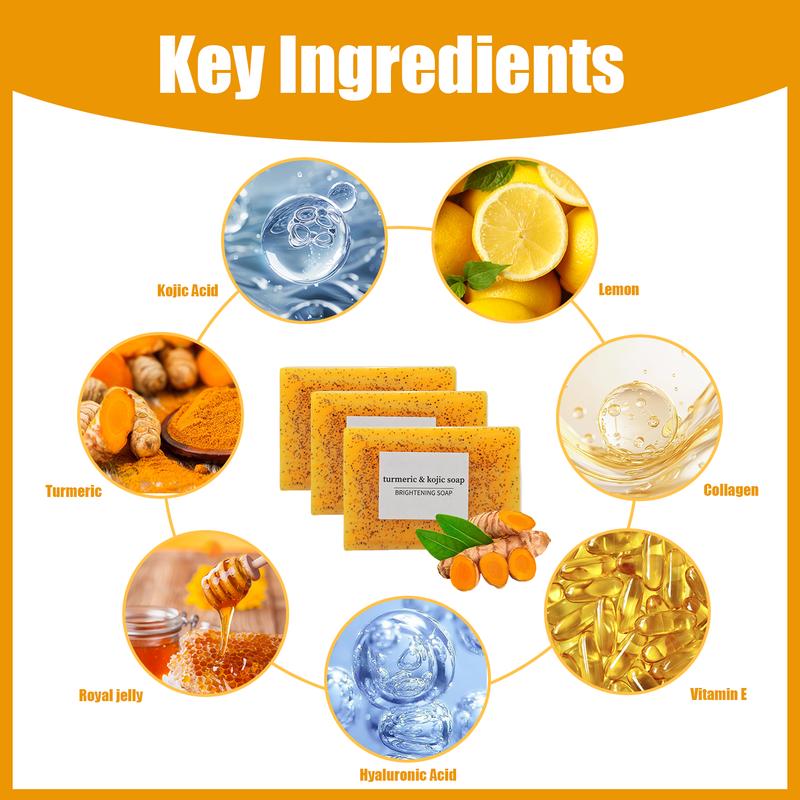 Upgraded 2.0 Turmeric & Kojic Acid Brightening Soap – Extra Strength Dark Spot Remover for Face & Body | Enhanced with Lemon + High Potency Turmeric | Includes Free Soap Dish | Organic Glow Booster