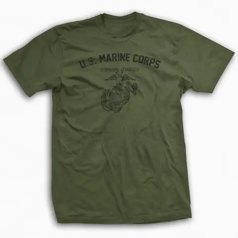 WW2 Vintage USMC Training T-Shirt, Retro Marine Corps Military Graphic Tee, Patriotic Veteran Tribute Shirt, Classic War History Apparel, Unisex Cotton T-Shirt