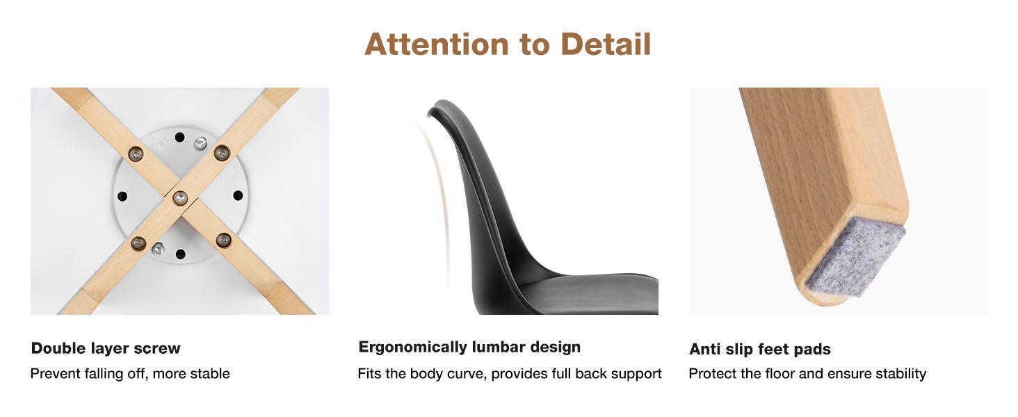 Dining Chairs Set of 4 Mid-Century Modern Dinning Chairs, Living Room Bedroom Outdoor Lounge Chair PU Leather Cushion and Wood Legs