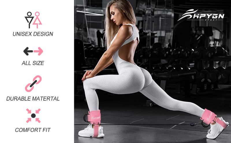 Ankle Straps for Cable Machines Kickbacks - Adjustable Comfort Ankle Cable Attachments for Gym Ankle Cuff Cable Machine Glute Kickback Straps - Leg Extensions, Curls & Ankle Cuffs Women