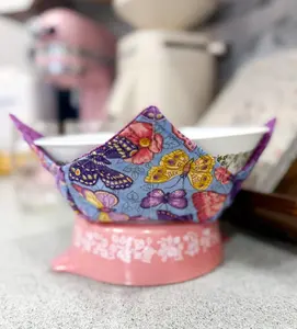 Purple Butterfly Reversible Fabric Bowl Cozy 10"