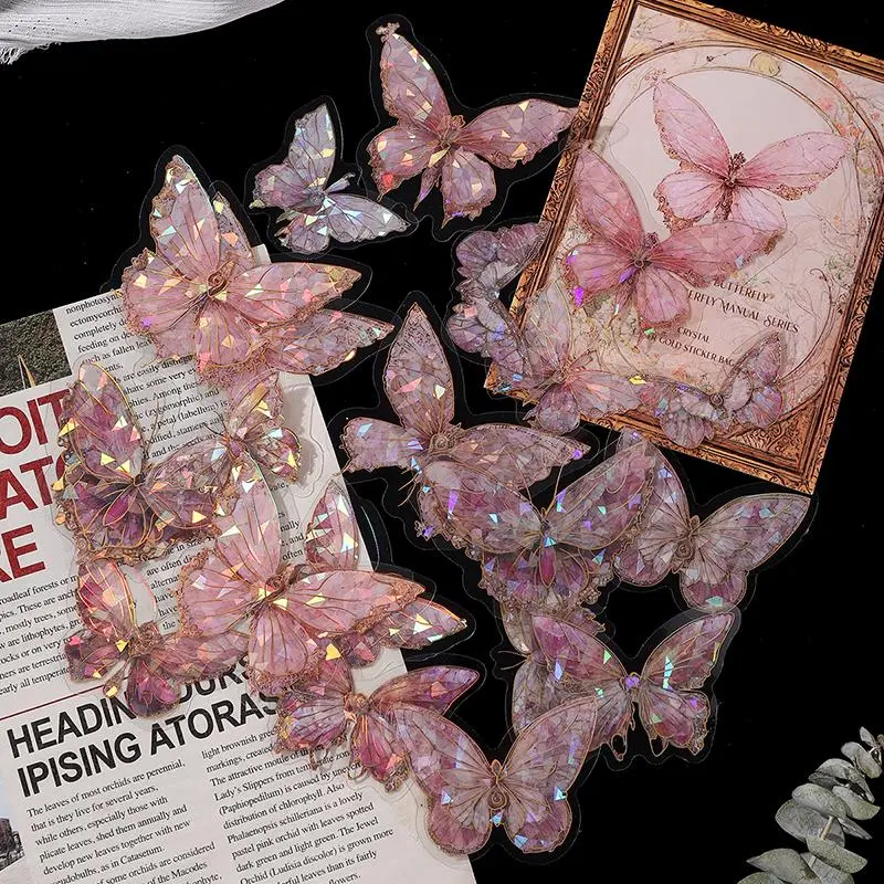 Glitter Butterfly Shaped Decorative Decal Sticker, 20pcs/set Art Stickers, Aesthetic Stickers, Decorative Butterfly for Scrapbooking Layouts, Photo Albums and DIY Projects