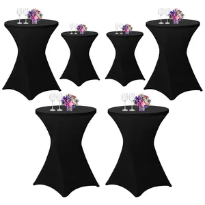 MTREO 6 10 Pack 32x43 Inch Spandex Cocktail Table Covers, High Top Table Cloths, Fitted Highboy Stretch Cocktail Tablecloth for Round Tables, Stretch Table Cover for Party, Bar, Wedding, Banquet