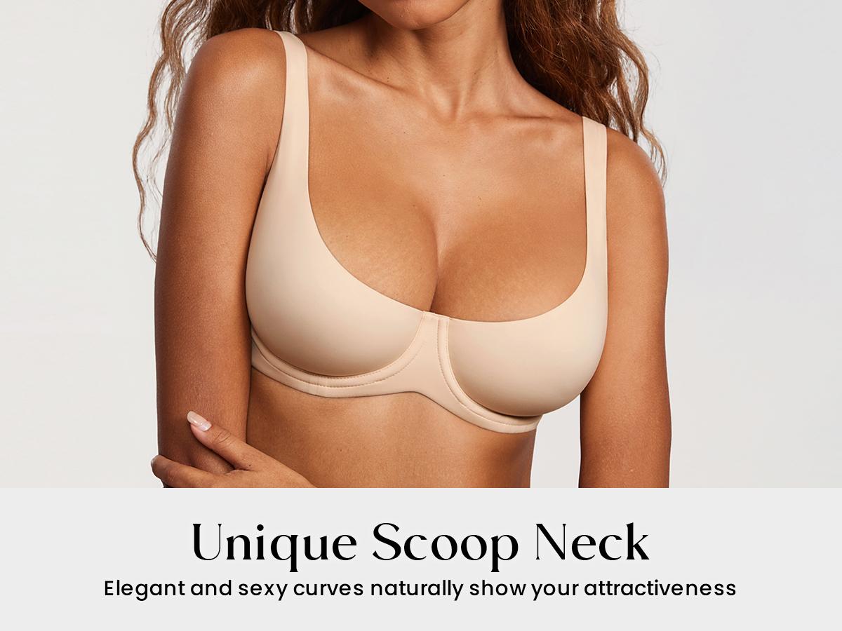 Women's Smooth Scoop Neck Balconette Bra Underwire No Padded SpringStatements