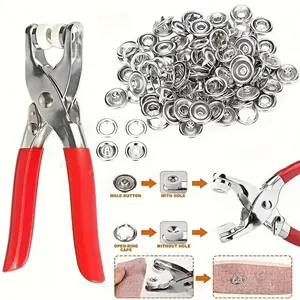 【Spring & Easter】100pcs Invisible Colored Metal Buckle & 1 Count Manual Pressure Pliers,Household Sewing Accessories for DIY Pliers Tool Kit,seam-free nail button hand press snap  tool snap  fastener plier seam-free nail button，hand press snap button