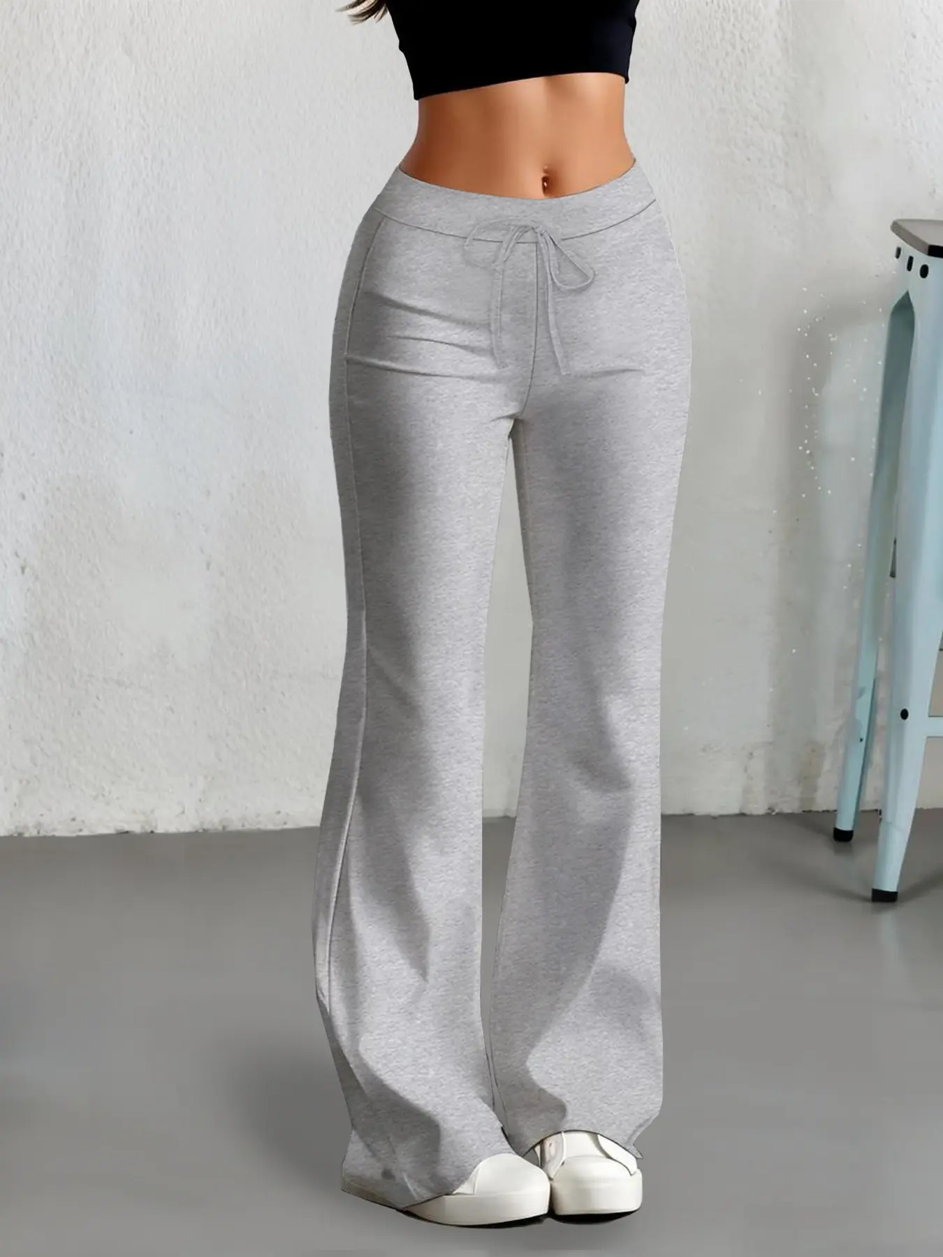 Women's Casual Fashion Wide Leg Yoga Pants, Micro Flare Jogger Sweatpants, Streetwear, All Seasons Wear, Drawstring Waist, Athleisure Style Pants, Drawstring Sports Pants, Athletic Casual Pants, Casual Sports Bottoms