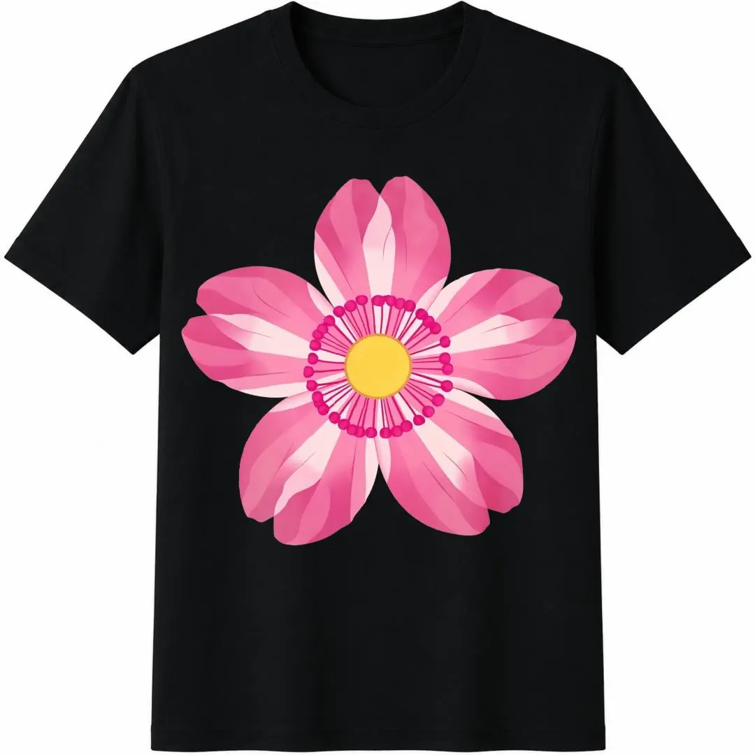 Symmetrical Vibrant Pink Flower Women's Sports Short Sleeve T-Shirt