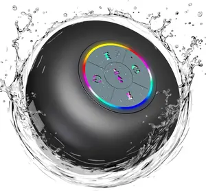 Bluetooth Shower Speaker With LED Portable Wireless Mini Speaker With Mic & Suction Cup IPX4 Water Resistant For Shower Travel Pool River Floating And Outdoor Fun - Smartphone, Audio