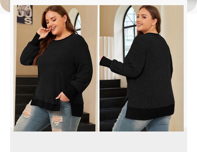 Aleumdr Plus Size Sweatshirt for Women Oversized Long Sleeve Crewneck Casual Loose Fall Fashion Outfits Tops(1X-5X)  Basic Pullover