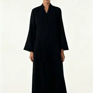 Luxury Black Embroidered Nida Abaya with Elegant Design and Comfortable Fit for Everyday Wear