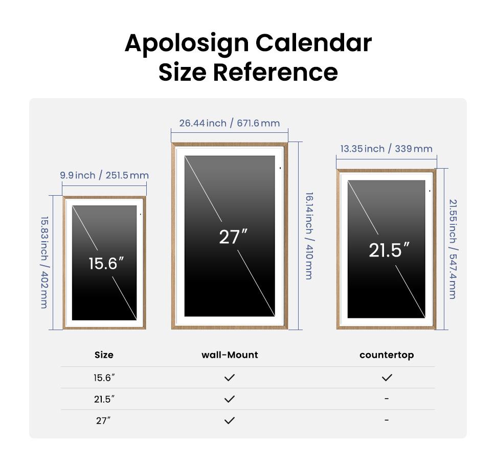 2026 ApoloSign Dual-Mode Digital Family Wall Calendar, 15.6" 21.5" Planner Calendar for Kids Chore Chart, Voice Control & Gemini AI, Tasks, Daily Routines, Schedules Organizer, No Subscription Fee, Supports Customize Widget Dashboard