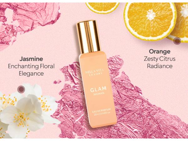 Bellavita Luxury Glam Woman 20ML Mini Perfume | Travel Size Women Perfume | Long Lasting Jasmine Citrus Fragrance | Mini Perfume Gift Sets for Women | Women’s Day Special
