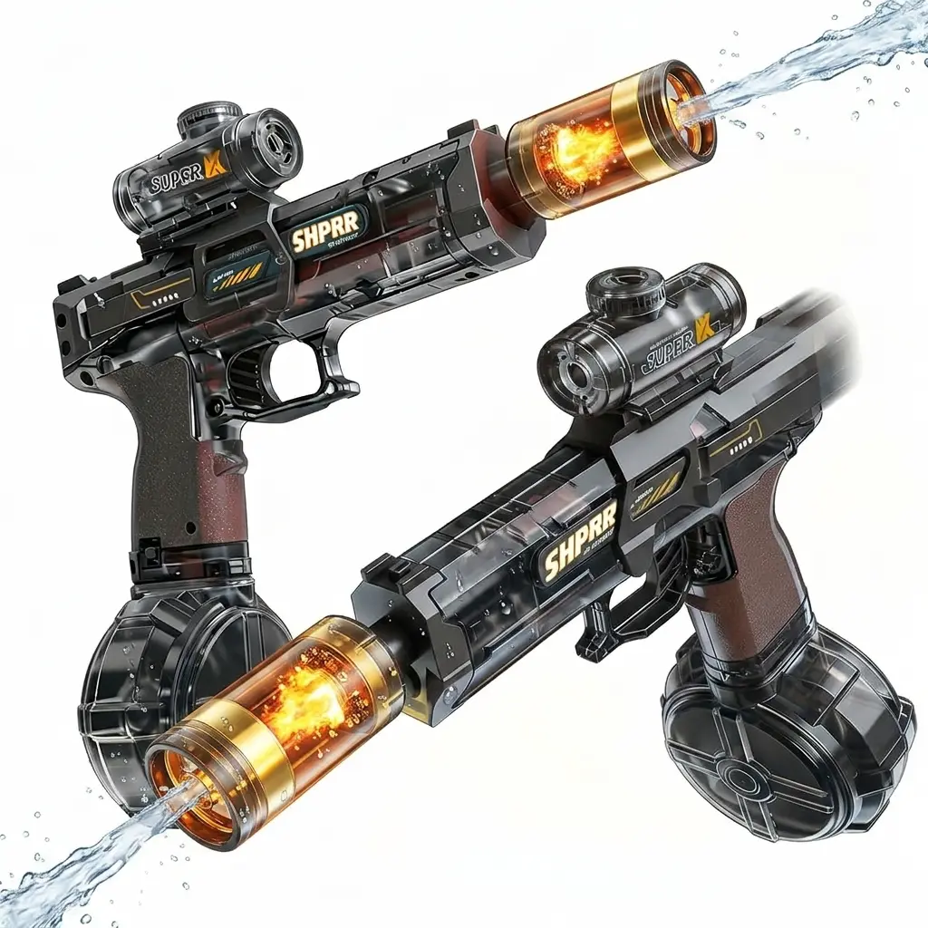 2 Pack Electric Water Guns for Kids & Adults, Automatic Water Gun, LED Light Up Water Gun with Sound, Automatic Squirt Guns Toy for Summer Pool Beach Water Fight