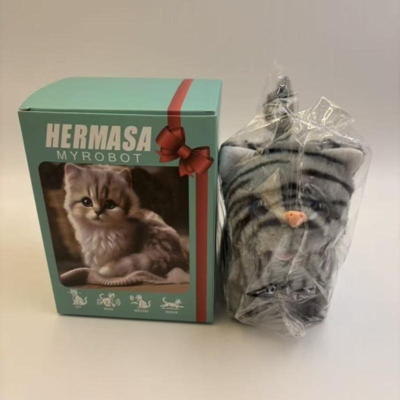 Interactive Robot Kitten, Realistic PlushHoliday HaulRobotic Cat Toy That Walks, Wags Tail & MakesSounds, Cute Pet Toy Gift for Kids & Adults