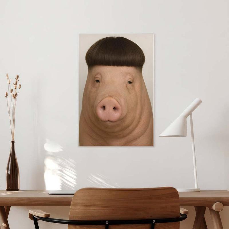 Funny Pig Head Decorative Oil Painting Canvas Wall Poster Art Painting Printing Modern Family Bedroom Decoration Poster Decorated In Modern Style