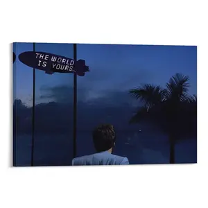 The World Print, Scarface Poster, The World Is Your Canvas Wall Art, Tony Montana Poster, Scarface Movie Wall Decor, Entrepreneur Gifts bedroom quote