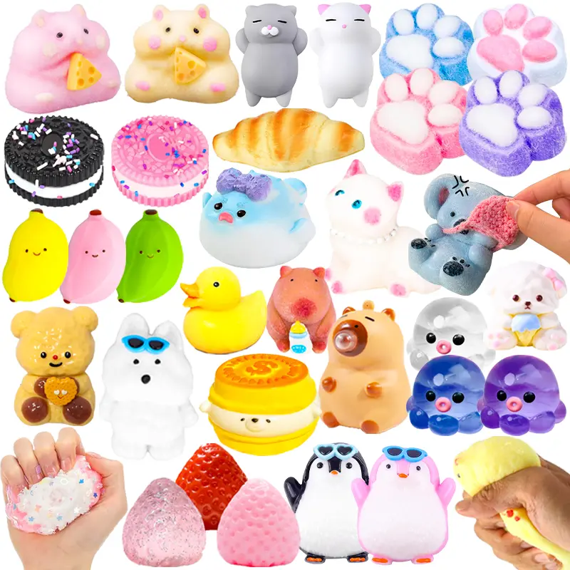 Squishy Toys Kawaii Squishies Animals Fake Food Squishy Squeeze Fidget Toy Stress Relief Sensory Toys for Christmas Birthday Valentine's Day Gifts