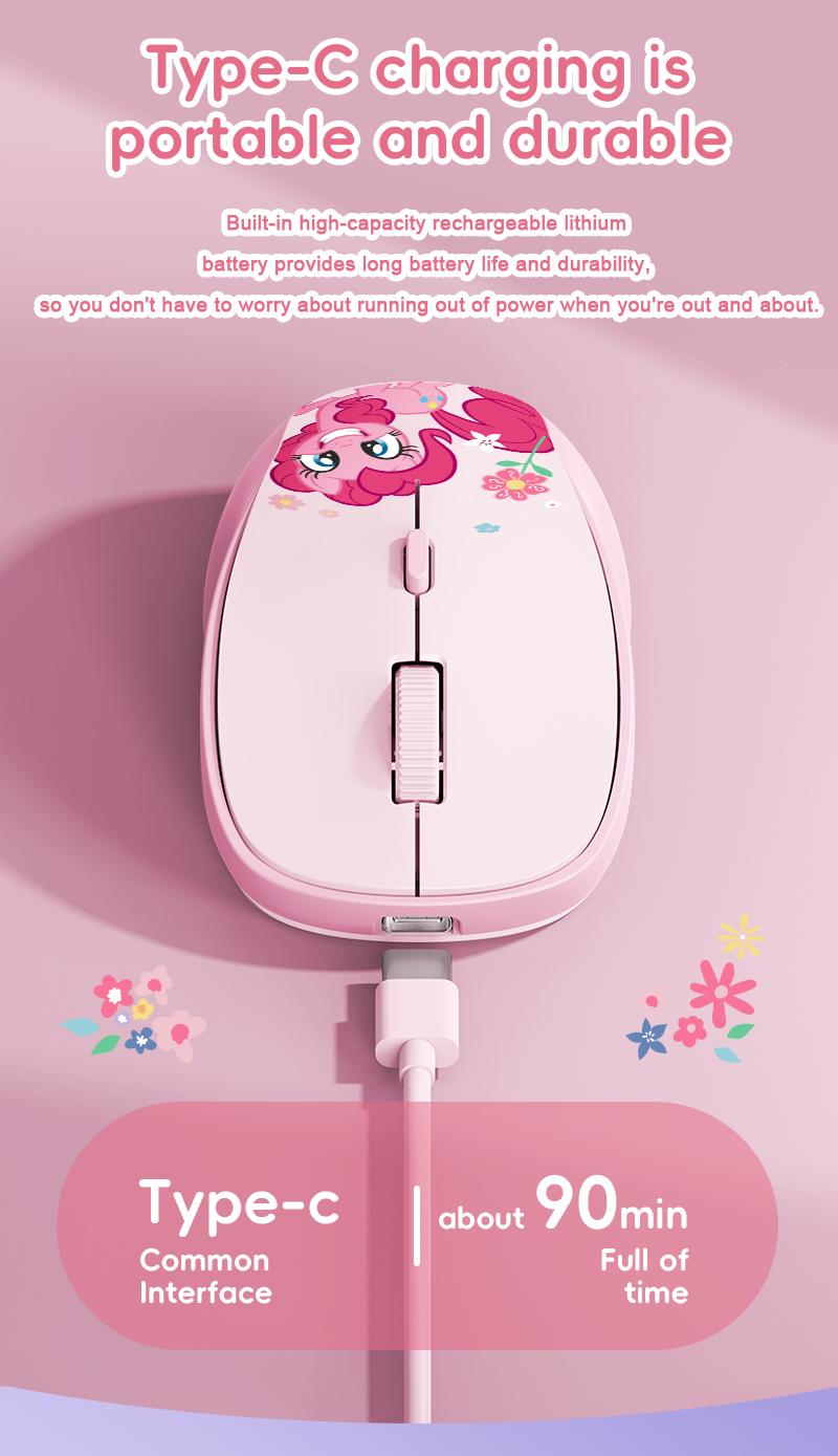 My Little Pony M02 Wireless Mouse Ergonomic Design 2.4 GHz Silent Operation Adjustable DPI Portable Universal Gift for Birthdays Valentine's Day Pink Stickers Slim Mouse TikTokShopHolidayHaul