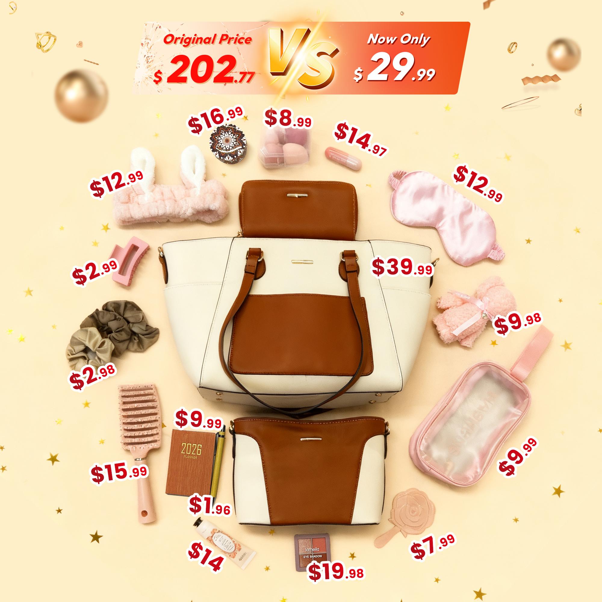 [Gift Box] 16-Piece Set Box, including 3in1 Crossbody Bag, Self Care Gifts, Care Package, Anniversary Gift Basket, for Mother, Wife, Friend, Sister, Her